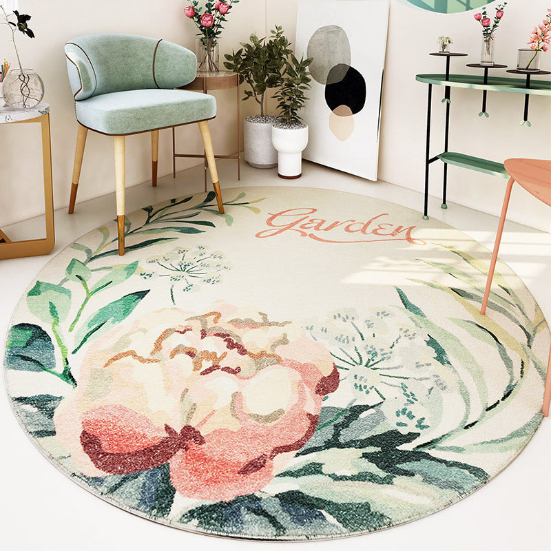 Cute Kids Room Carpet Multi color Plant Printed Area Rug Polyester Non-Slip Rug Machine Washable Carpet