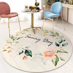 Cute Kids Room Carpet Multi color Plant Printed Area Rug Polyester Non-Slip Rug Machine Washable Carpet