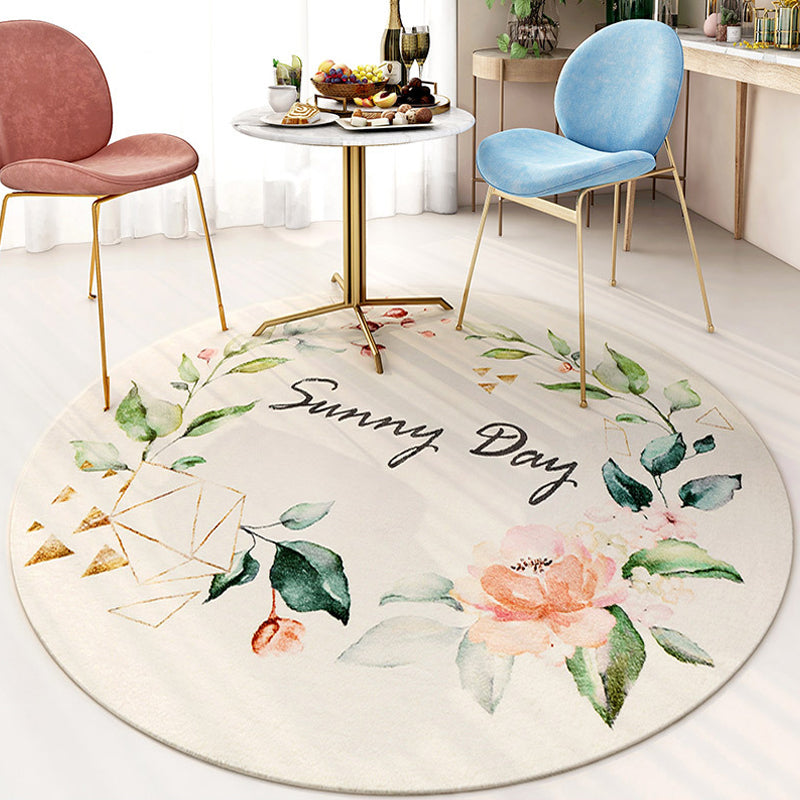 Cute Kids Room Carpet Multi color Plant Printed Area Rug Polyester Non-Slip Rug Machine Washable Carpet
