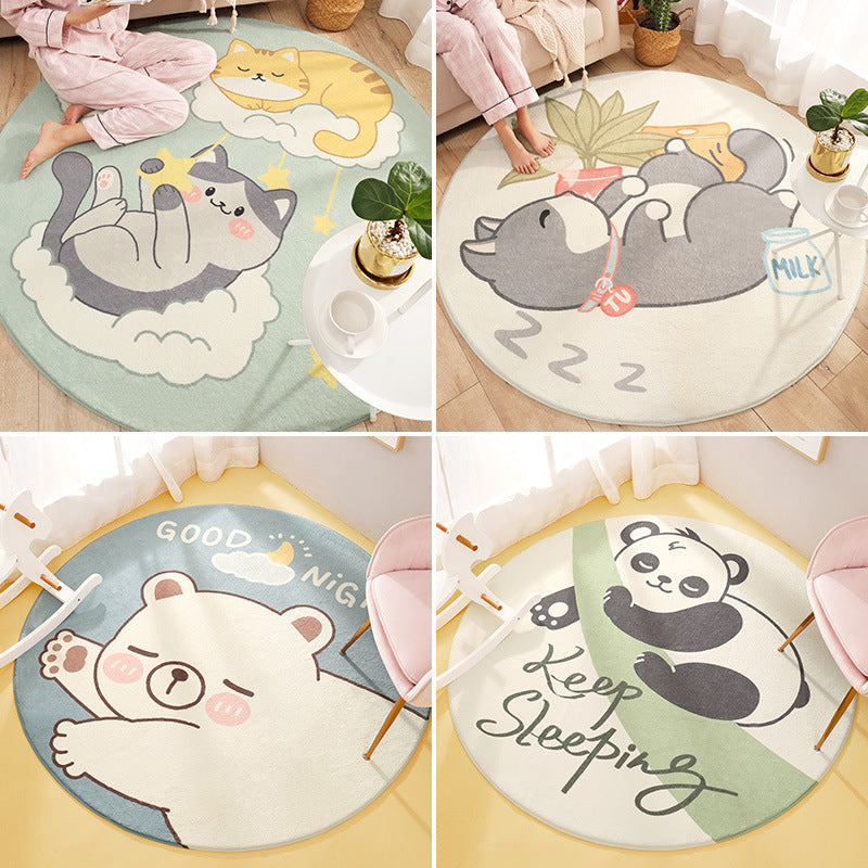 Cute Animal Pattern Rug Multi-Color Synthetic Rug Anti-Slip Back Washable Rug for Kids Room