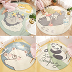 Cute Animal Pattern Rug Multi-Color Synthetic Rug Anti-Slip Back Washable Rug for Kids Room