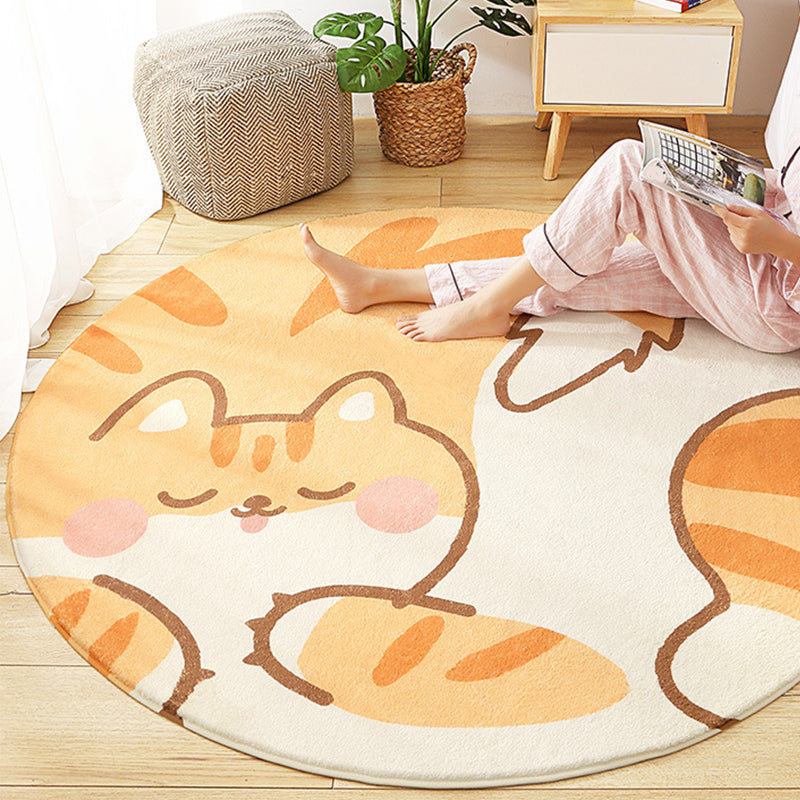 Cute Animal Pattern Rug Multi-Color Synthetic Rug Anti-Slip Back Washable Rug for Kids Room