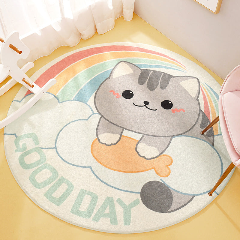 Cute Animal Pattern Rug Multi-Color Synthetic Rug Anti-Slip Back Washable Rug for Kids Room