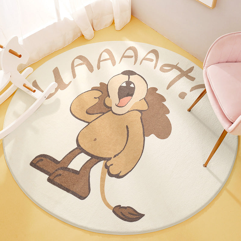 Cute Animal Pattern Rug Multi-Color Synthetic Rug Anti-Slip Back Washable Rug for Kids Room