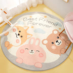 Cute Animal Pattern Rug Multi-Color Synthetic Rug Anti-Slip Back Washable Rug for Kids Room