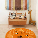Multi-colored Kids Room Carpet Relaxing Animal Print Area Rug Cotton Blend Non-Slip Back Indoor Rug