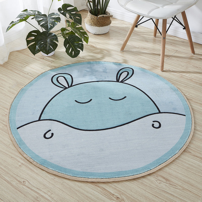 Beautiful Cartoon Printed Rug Multicolor Cotton Blend Indoor Rug Non-Slip Back Easy Care Rug with Border for the Room