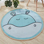 Beautiful Cartoon Printed Rug Multicolor Cotton Blend Indoor Rug Non-Slip Back Easy Care Rug with Border for the Room