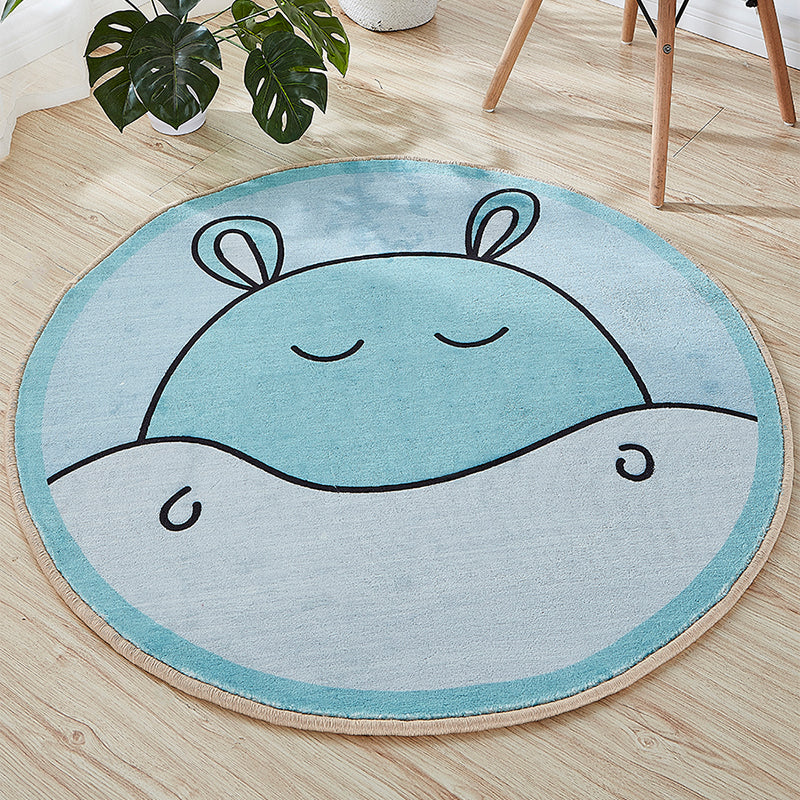 Beautiful Cartoon Printed Rug Multicolor Cotton Blend Indoor Rug Non-Slip Back Easy Care Rug with Border for the Room