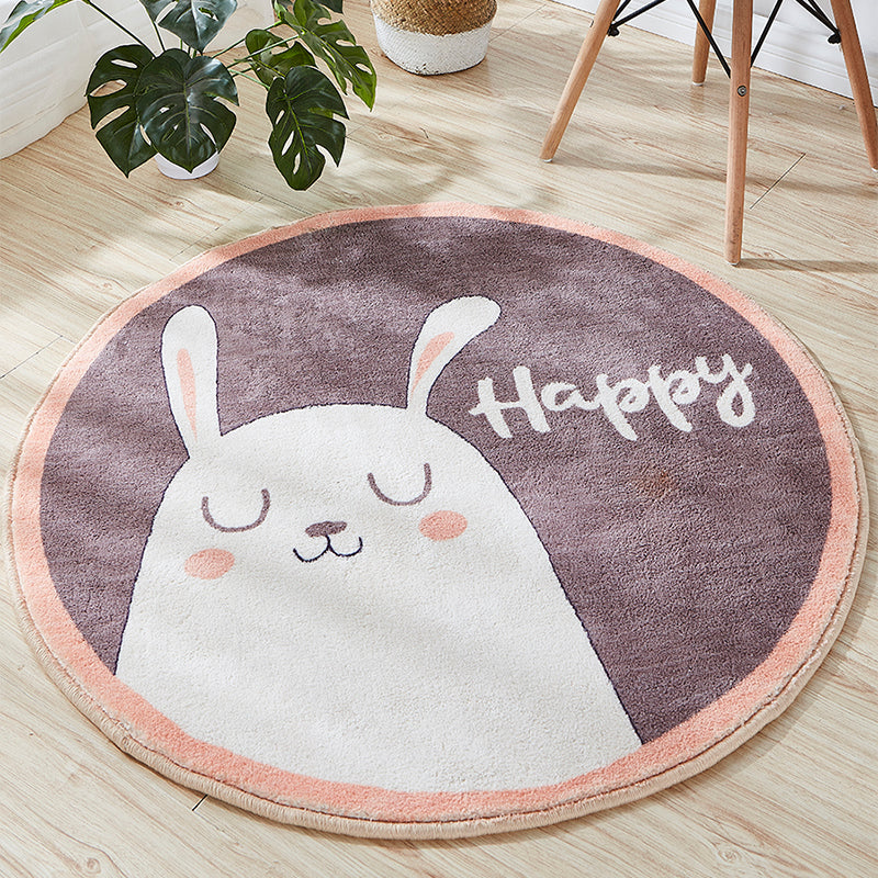 Beautiful Cartoon Printed Rug Multicolor Cotton Blend Indoor Rug Non-Slip Back Easy Care Rug with Border for the Room
