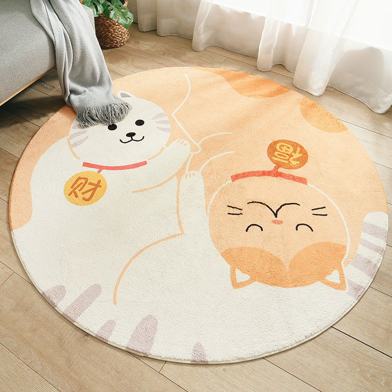 Multicolored Kids Carpet Novelty Cartoon Animal Pattern Rug Polyester Non-Slip Back Machine Washable Rug