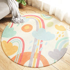 Multicolored Kids Carpet Novelty Cartoon Animal Pattern Rug Polyester Non-Slip Back Machine Washable Rug