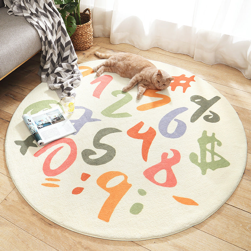 Multicolored Kids Carpet Novelty Cartoon Animal Pattern Rug Polyester Non-Slip Back Machine Washable Rug