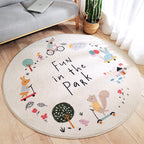 Multicolored Kids Carpet Novelty Cartoon Animal Pattern Rug Polyester Non-Slip Back Machine Washable Rug