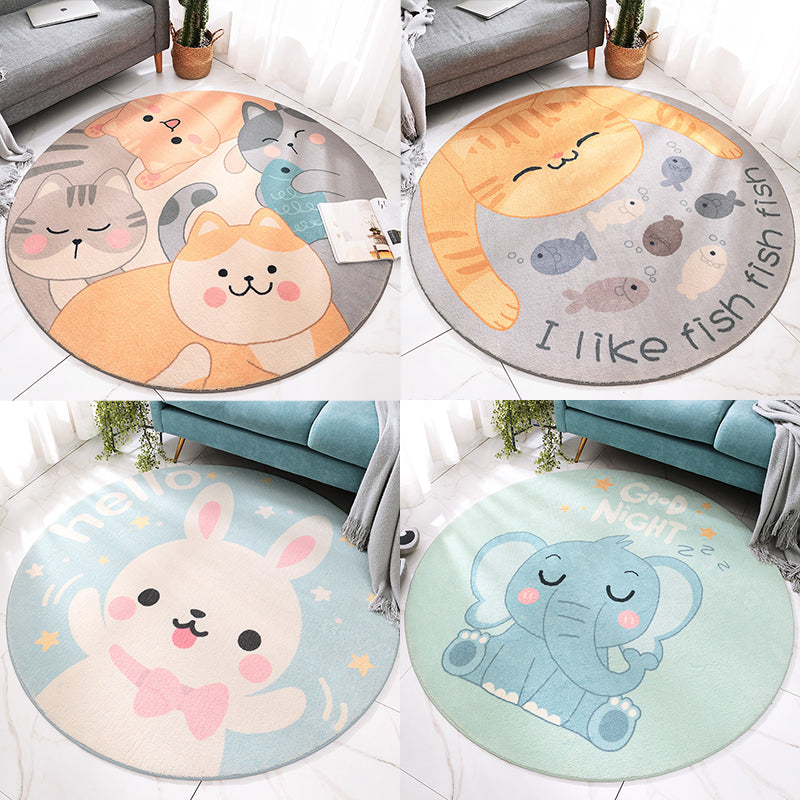Beautiful Cartoon Printed Carpet Multi-Colored Lambswool Area Rug Washable Non-Slip Area Rug for Children's Room