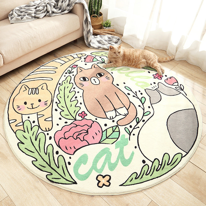 Beautiful Cartoon Printed Carpet Multi-Colored Lambswool Area Rug Washable Non-Slip Area Rug for Children's Room