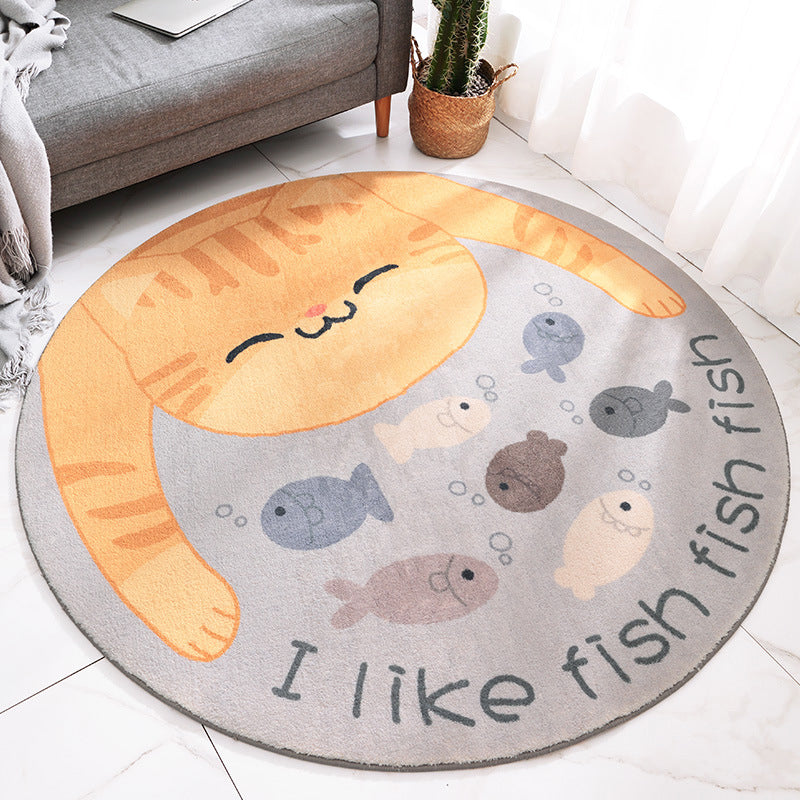 Beautiful Cartoon Printed Carpet Multi-Colored Lambswool Area Rug Washable Non-Slip Area Rug for Children's Room