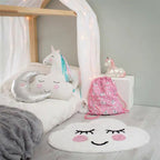 Creative Kids Room Carpet Multicolored Cartoon Printed Carpet Cotton Blend Pet Friendly Machine Washable Carpet