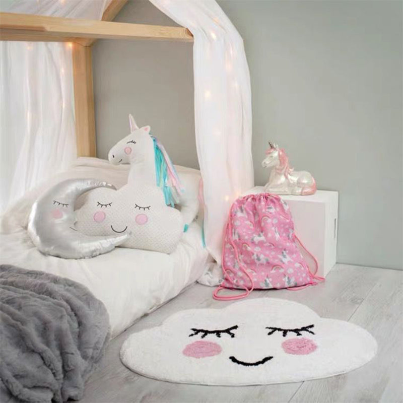 Creative Kids Room Carpet Multicolored Cartoon Printed Carpet Cotton Blend Pet Friendly Machine Washable Carpet