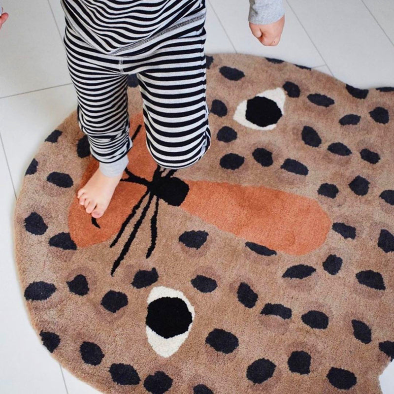 Irregular Shape Animal Pattern Carpet Multicolored Relaxing Carpet Cotton Blend Non-Slip Washable Carpet for the Nursery