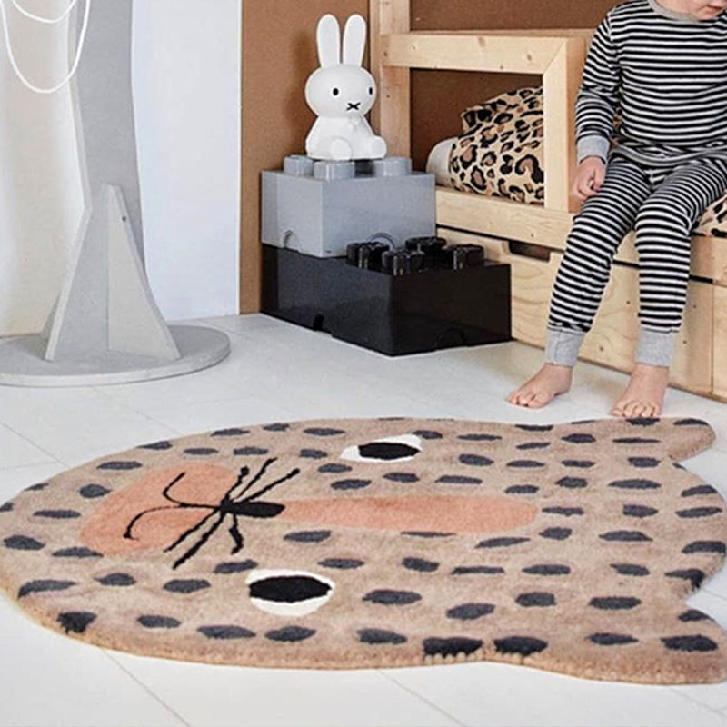 Irregular Shape Animal Pattern Carpet Multicolored Relaxing Carpet Cotton Blend Non-Slip Washable Carpet for the Nursery