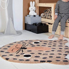 Irregular Shape Animal Pattern Carpet Multicolored Relaxing Carpet Cotton Blend Non-Slip Washable Carpet for the Nursery