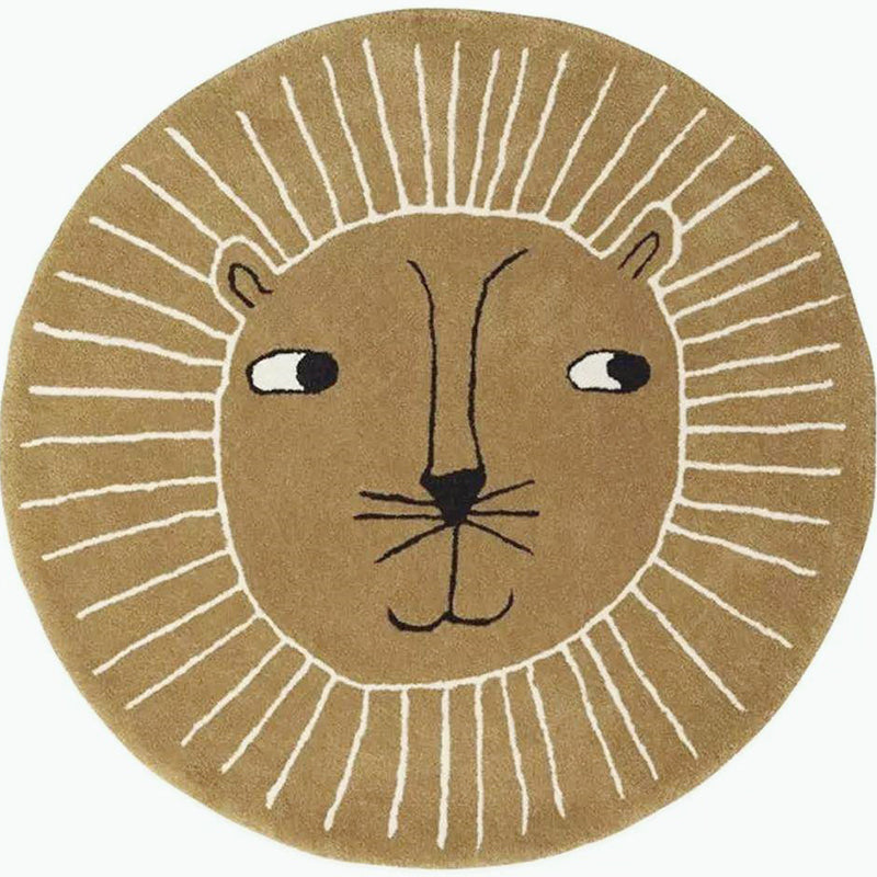 Multicolored animal print rug made of cotton blend, adorable rug for the area, pet-friendly, easy-care rug for the bedroom