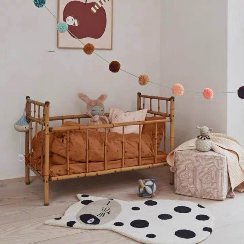 Multicolored animal print rug made of cotton blend, adorable rug for the area, pet-friendly, easy-care rug for the bedroom