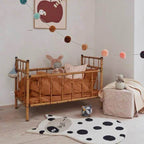 Multicolored animal print rug made of cotton blend, adorable rug for the area, pet-friendly, easy-care rug for the bedroom