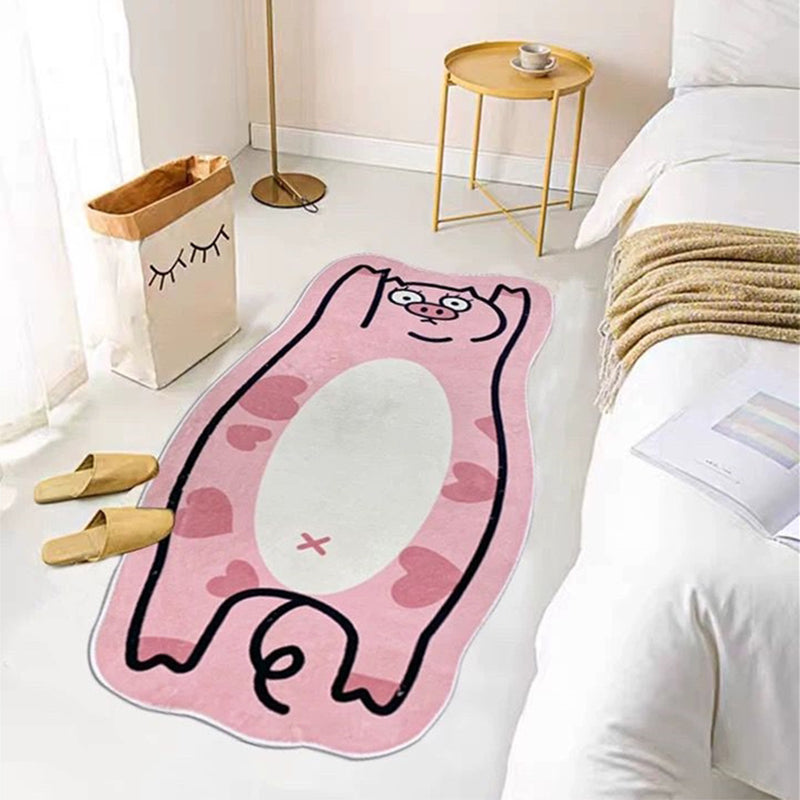 Multicolored Cartoon Cat Carpet Cotton Blend Trend Carpet Washable Pet-Friendly Carpet for the Children's Room