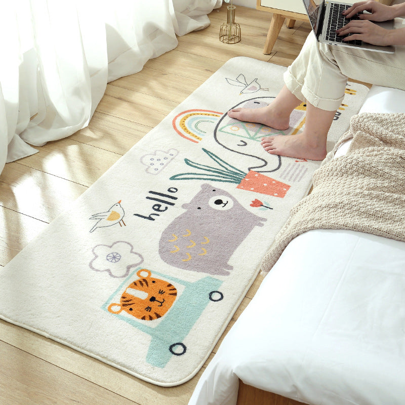 Casual Living Room Rug Multicolored Cartoon Plant Pattern Rug Synthetic Pet-Friendly Non-Slip Rug