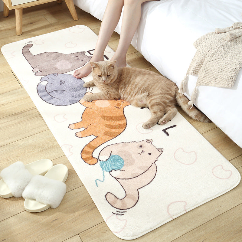 Casual Living Room Rug Multicolored Cartoon Plant Pattern Rug Synthetic Pet-Friendly Non-Slip Rug