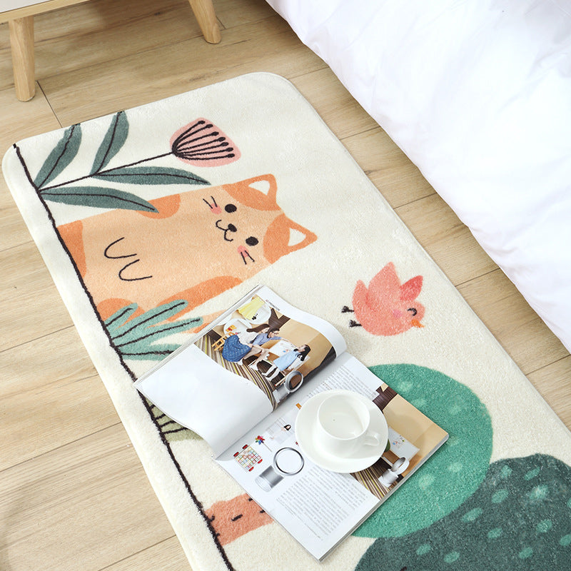 Casual Living Room Rug Multicolored Cartoon Plant Pattern Rug Synthetic Pet-Friendly Non-Slip Rug