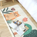 Casual Living Room Rug Multicolored Cartoon Plant Pattern Rug Synthetic Pet-Friendly Non-Slip Rug