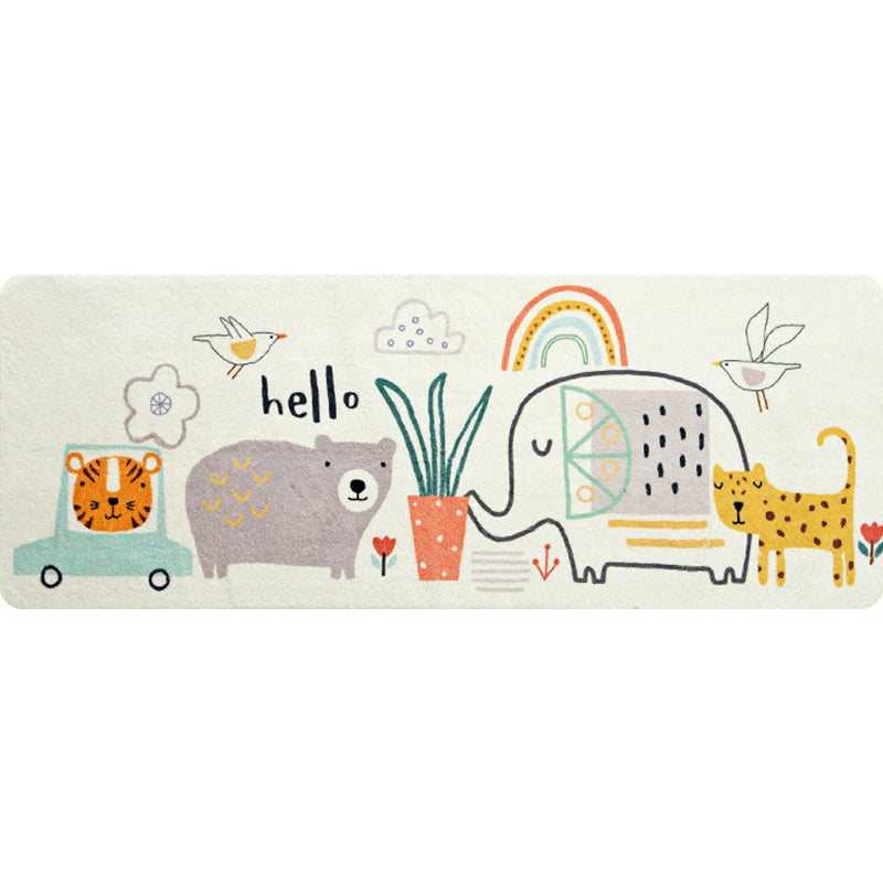 Casual Living Room Rug Multicolored Cartoon Plant Pattern Rug Synthetic Pet-Friendly Non-Slip Rug