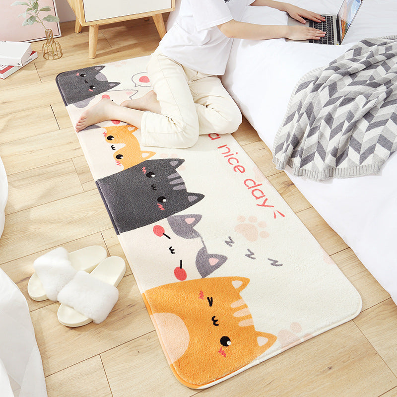 Casual Living Room Rug Multicolored Cartoon Plant Pattern Rug Synthetic Pet-Friendly Non-Slip Rug