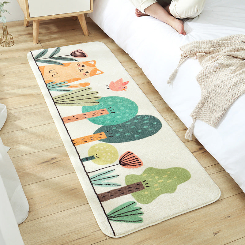 Casual Living Room Rug Multicolored Cartoon Plant Pattern Rug Synthetic Pet-Friendly Non-Slip Rug
