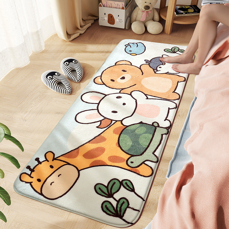 Comfort Children's Room Carpet Multicolored Cartoon Animal Area Rug Synthetic Easy Care Pet-Friendly Rug