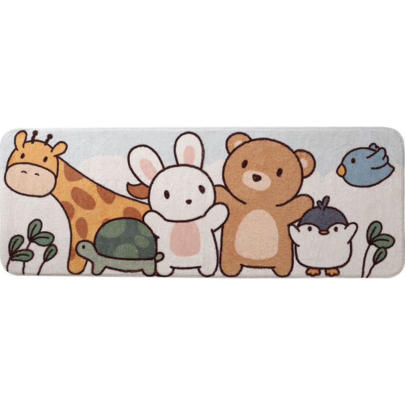 Comfort Children's Room Carpet Multicolored Cartoon Animal Area Rug Synthetic Easy Care Pet-Friendly Rug