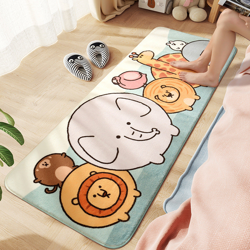 Comfort Children's Room Carpet Multicolored Cartoon Animal Area Rug Synthetic Easy Care Pet-Friendly Rug