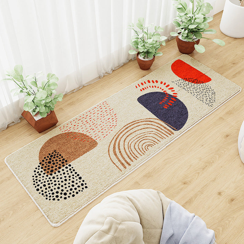 Casual abstract patterned rug Multicolored cotton blend rug pet-friendly washable indoor rug for bedroom