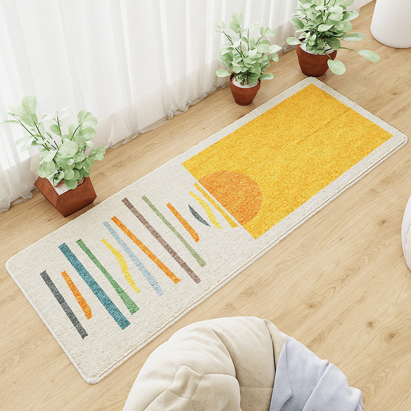 Casual abstract patterned rug Multicolored cotton blend rug pet-friendly washable indoor rug for bedroom