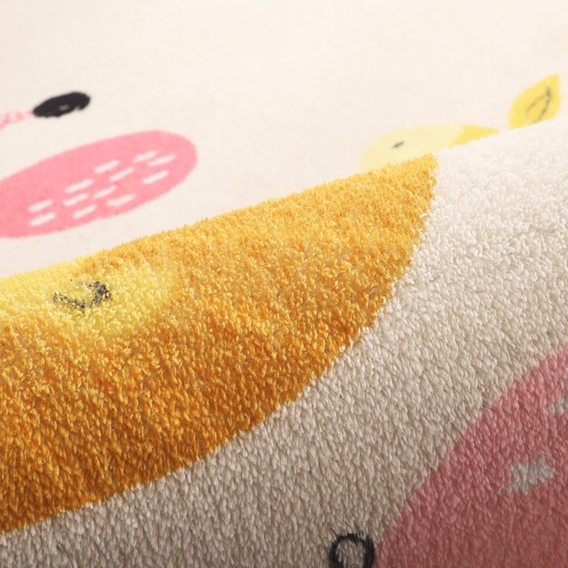 Natural Cartoon Animal Rug Multicolored Cotton Blend Rug Pet Friendly Washable Indoor Carpet for Children's Room