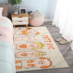 Natural Cartoon Animal Rug Multicolored Cotton Blend Rug Pet Friendly Washable Indoor Carpet for Children's Room