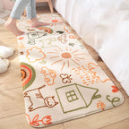 Creative Cartoon Plant Pattern Carpet Multicolored Polyester Carpet Non-slip Backing Pet-friendly Carpet for Children's Room