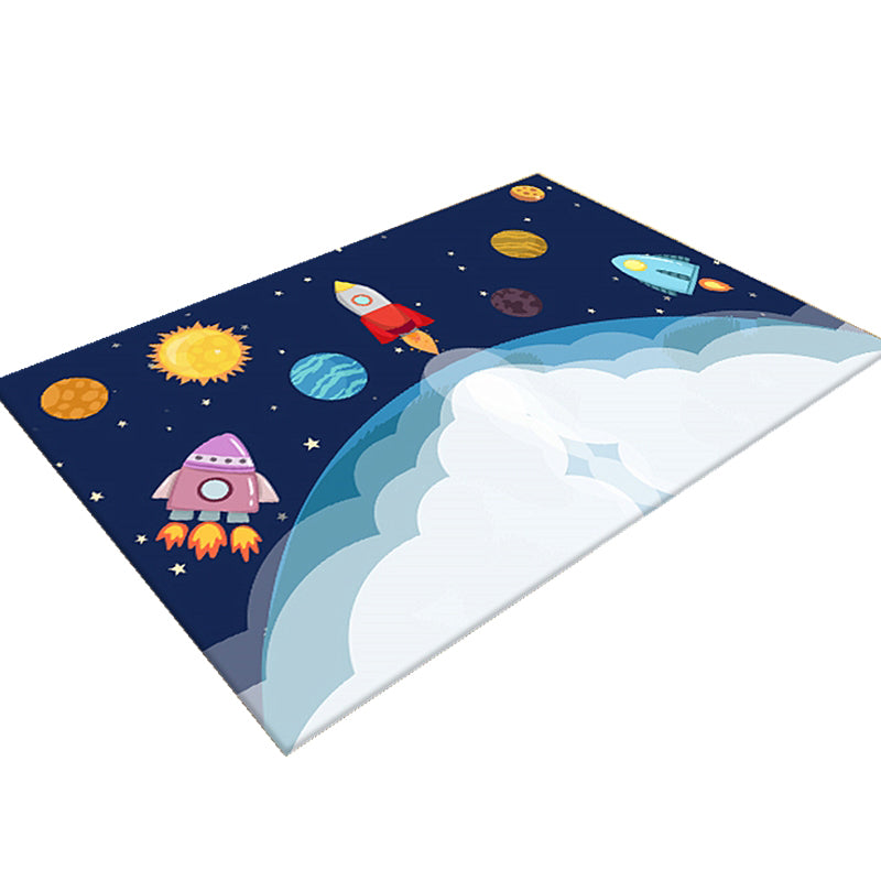 Multi-Color Children's Room Rug Cute Cartoon Animal Print Rug Polyester Pet-Friendly Easy Care Area Rug