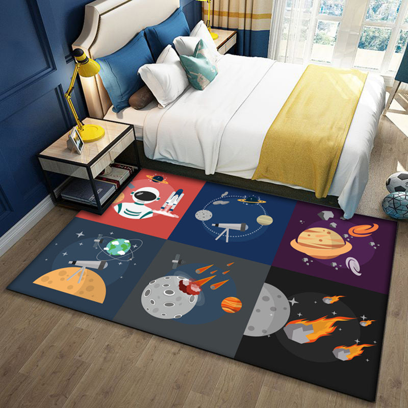 Multi-Color Children's Room Rug Cute Cartoon Animal Print Rug Polyester Pet-Friendly Easy Care Area Rug