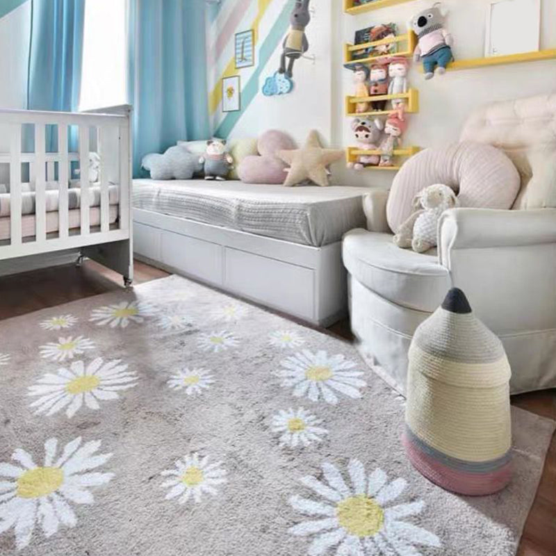 Colorful Kids Room Rug Comfort Polka Dot Print Rug Cotton Blend Pet Friendly Washable Rug