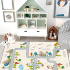 Casual Cartoon Patterned Rug Multicolored Cotton Blend Rug Non-Slip Back Easy Care Rug for the Bedroom