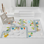 Casual Cartoon Patterned Rug Multicolored Cotton Blend Rug Non-Slip Back Easy Care Rug for the Bedroom